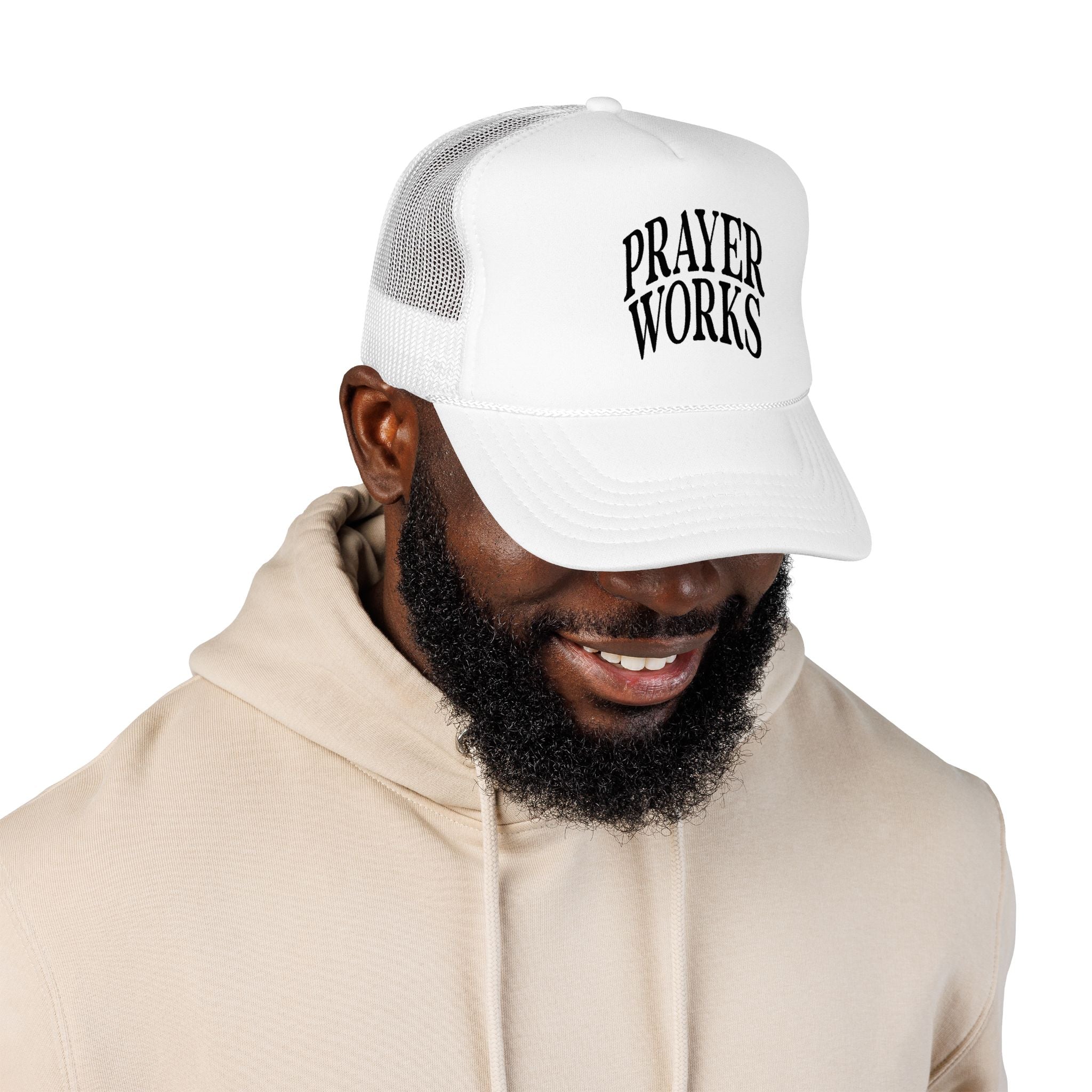 Prayer Works Trucker Hat — Inspirational Religious Foam Cap