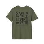 Saved by grace, living by faith — Ephesians 2:8  - Unisex Softstyle T-Shirt - Got Jesus?