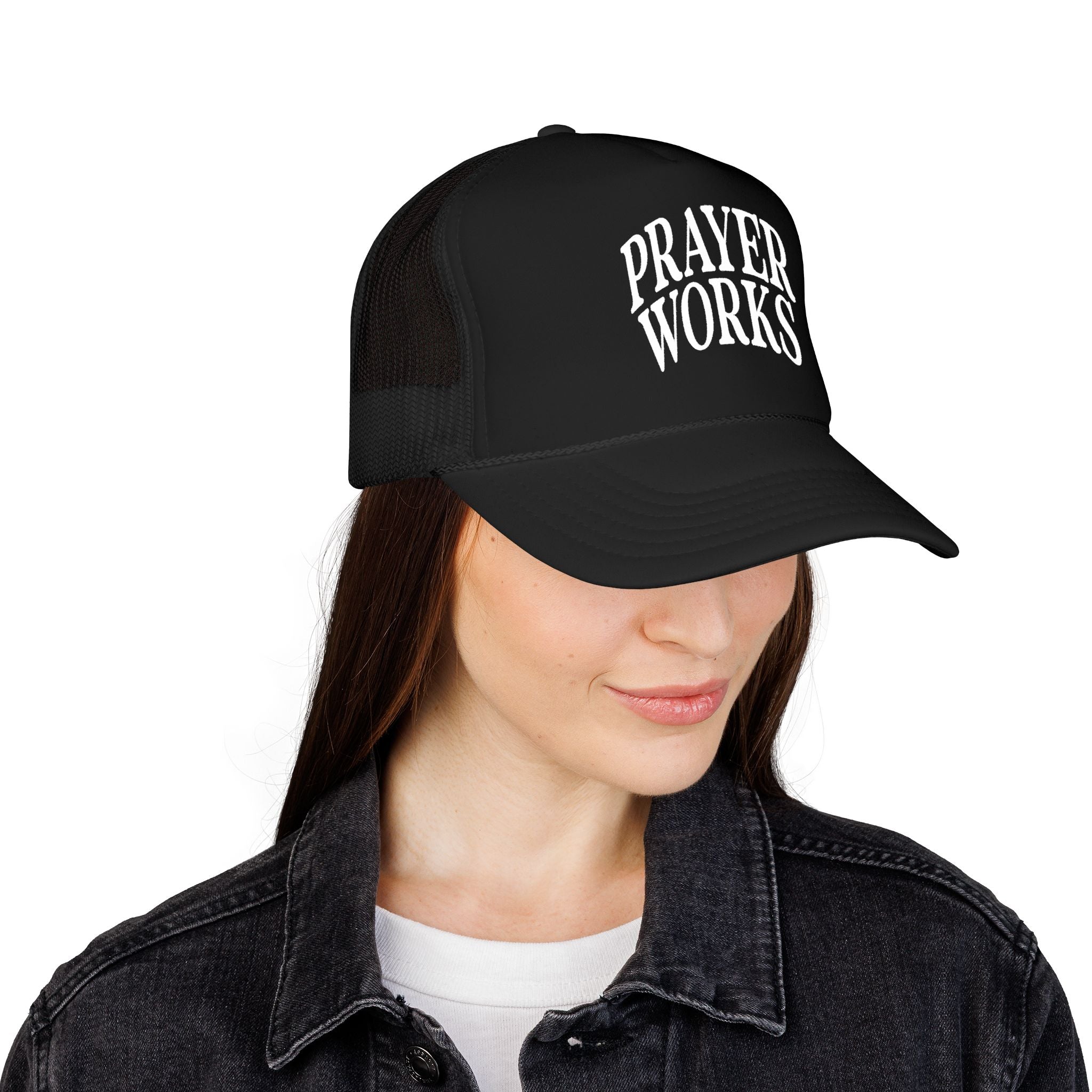 Prayer Works Trucker Hat — Inspirational Religious Foam Cap