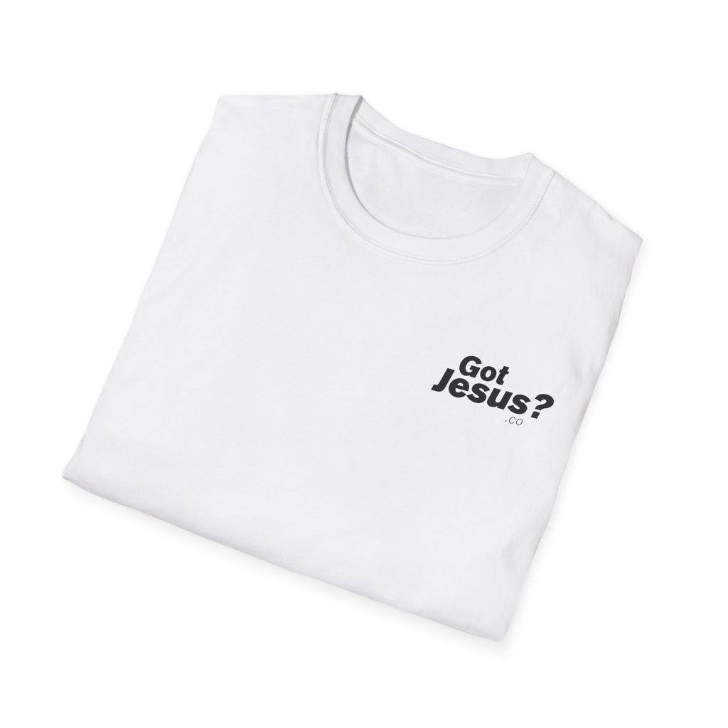 Christian T-Shirt - "God's Love Never Fails" Tee with Got Jesus? Chest Print