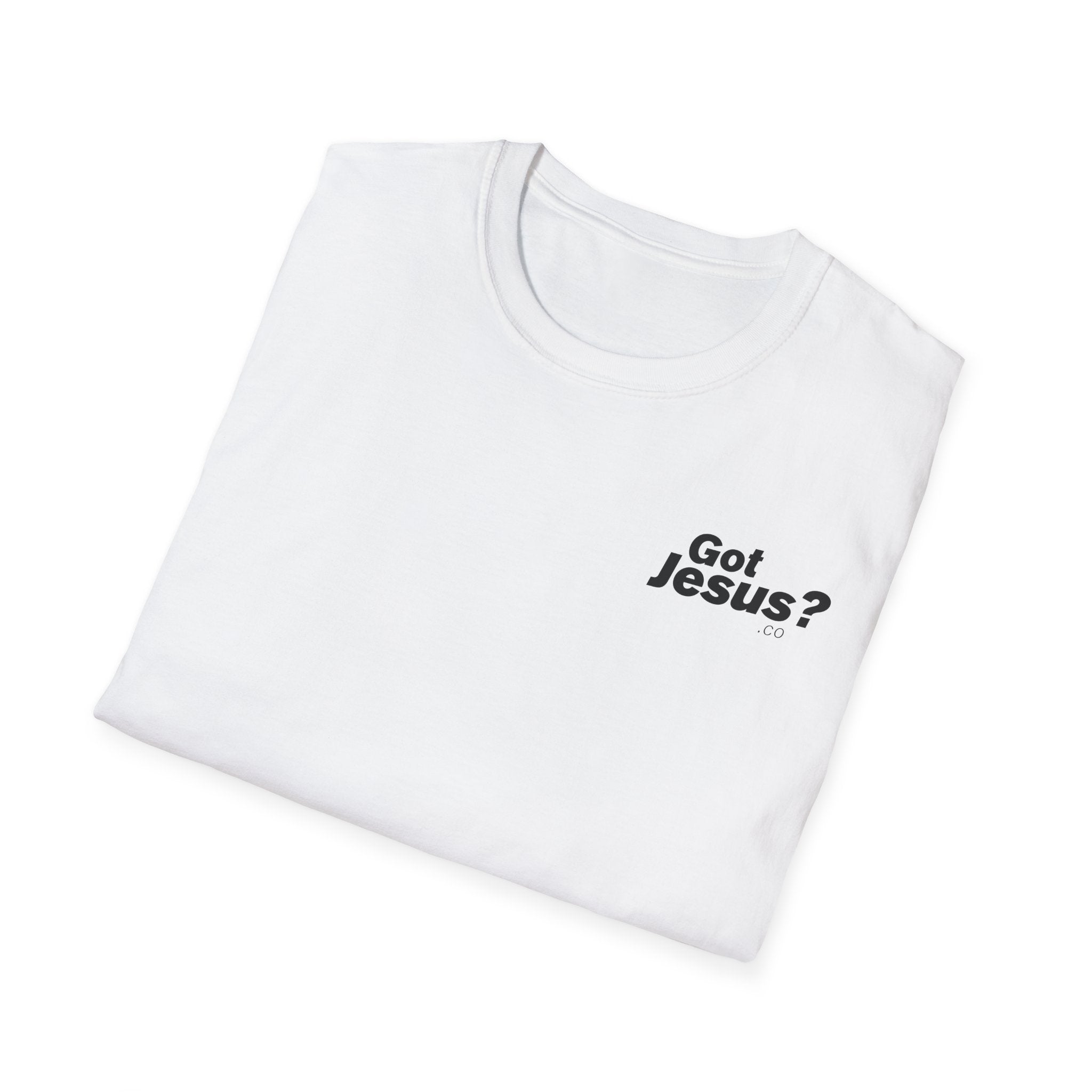 Christian T-Shirt - "God's Love Never Fails" Tee with Got Jesus? Chest Print