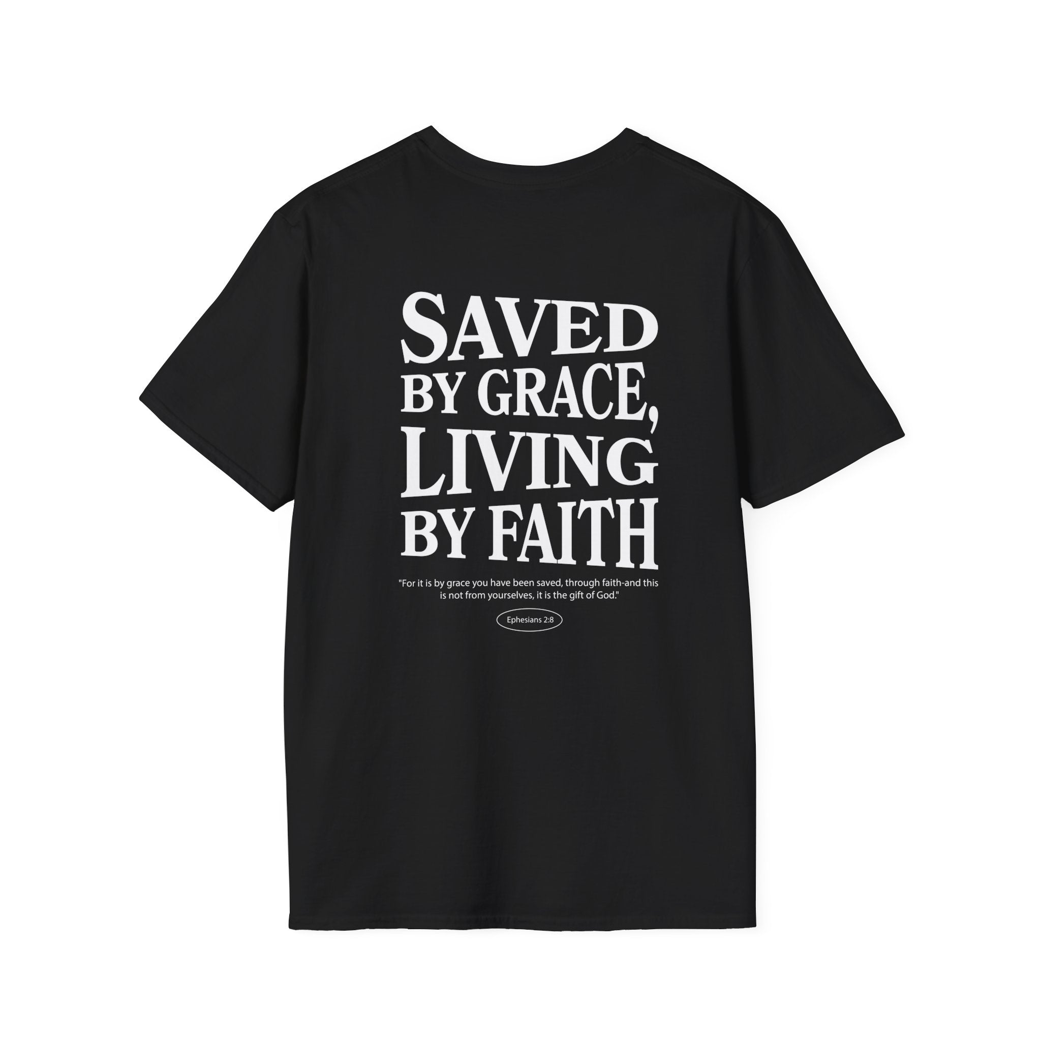 Saved by Grace T-Shirt — "Living by Faith" Christian Tee