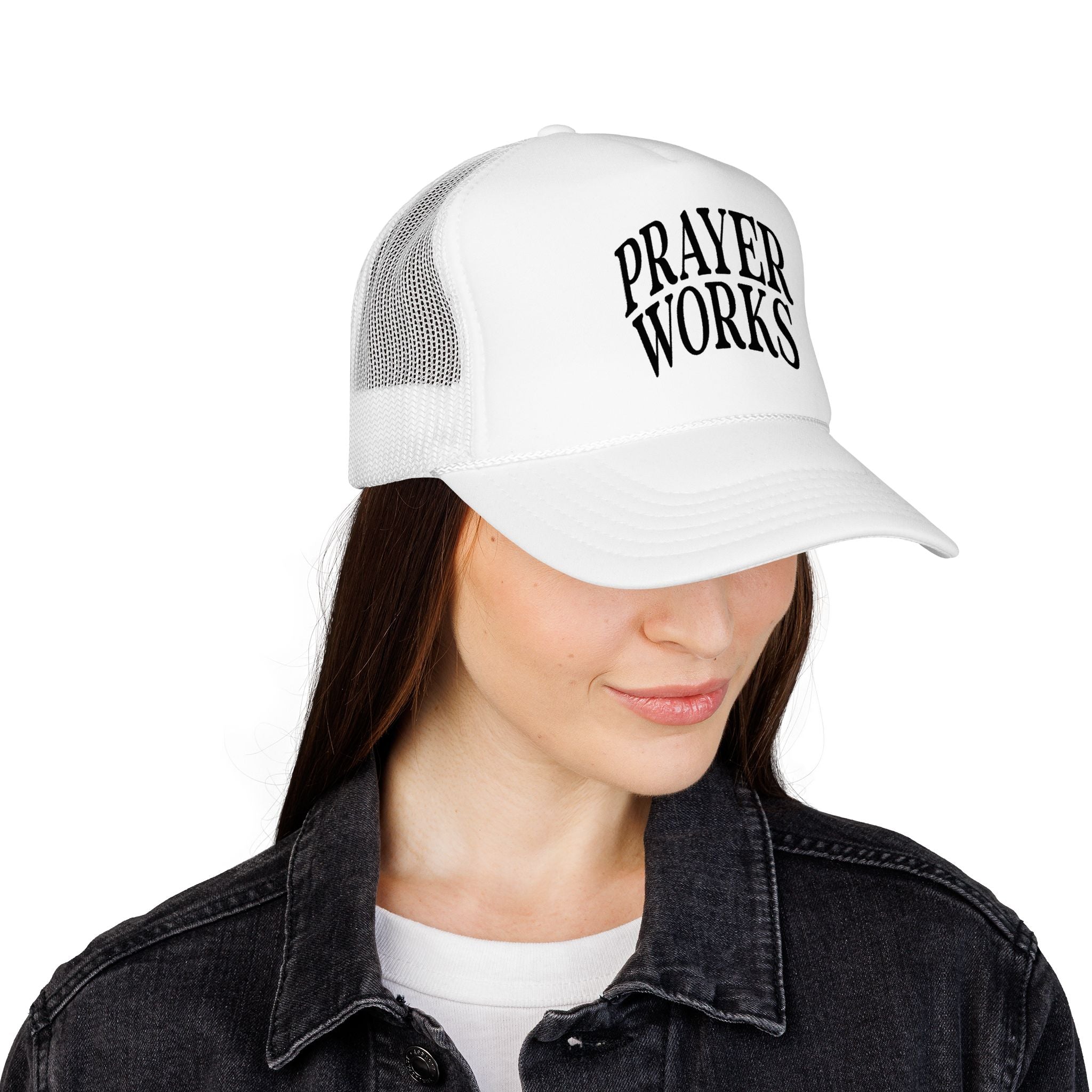 Prayer Works Trucker Hat — Inspirational Religious Foam Cap