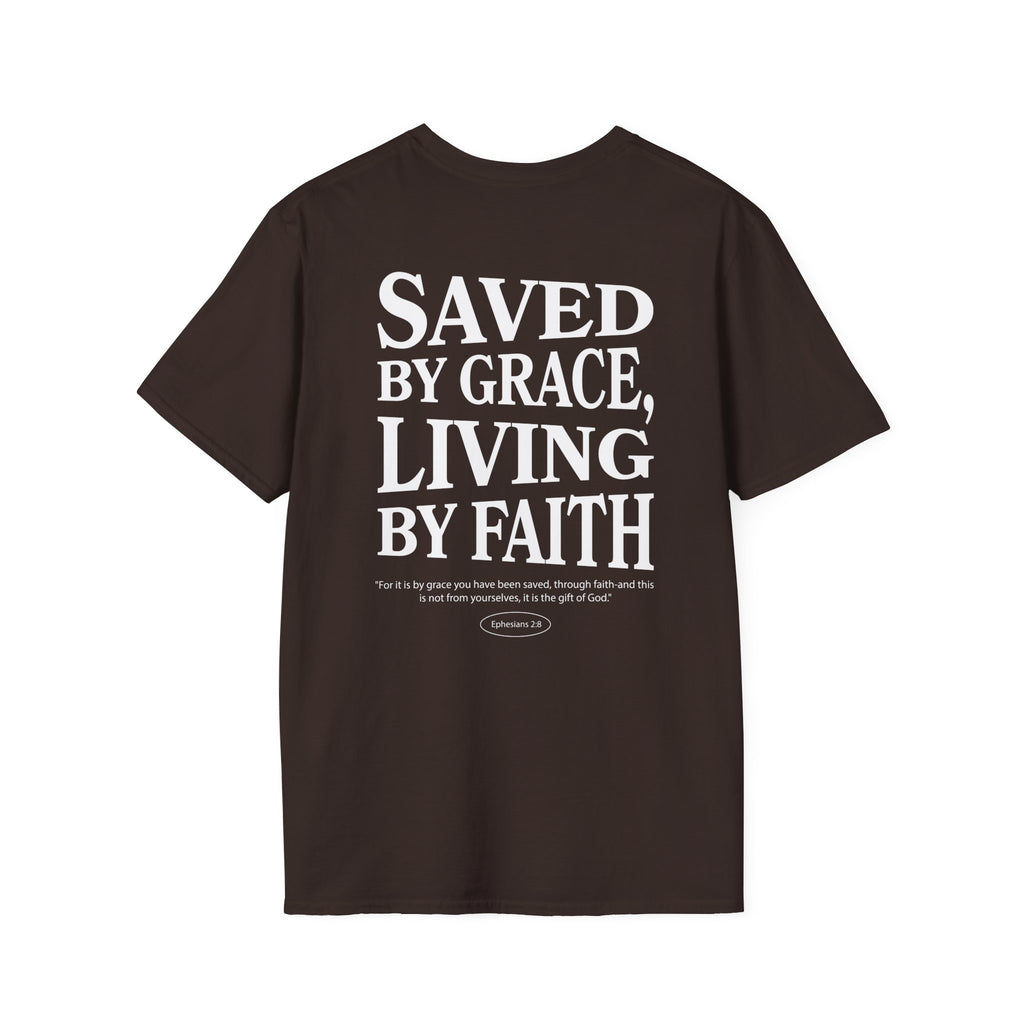Saved by grace, living by faith — Ephesians 2:8 - Unisex Softstyle T-Shirt - Got Jesus?