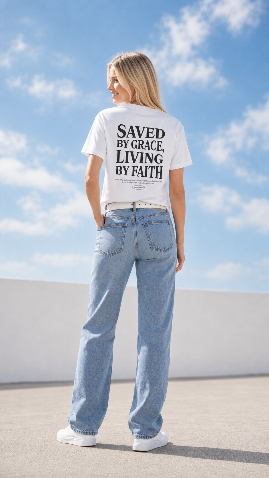 Saved by Grace T-Shirt — "Living by Faith" Christian Tee