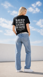 Saved by Grace T-Shirt — "Living by Faith" Christian Tee